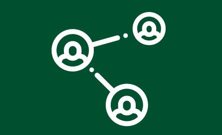 Icons of headshots with dotted lines connecting between them